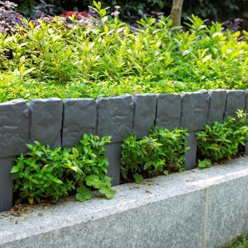 40 Garden Lawn Cobbled Stone Effect Plastic Edging Plant Border Simply Hammer In - Picture 7 of 7