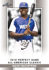 2018 Mahki Backstrom Leaf Perfect Game Nike AA Classic Aflac Game-Day SP Rookie