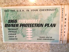 1966 Chevelle Convertible True Gm Original Owner Protection Plan Manual 136676b