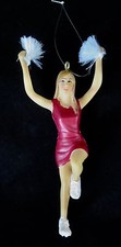 Cheerleader Red Uniform with White Pompoms Christmas Ornament BRAND NEW