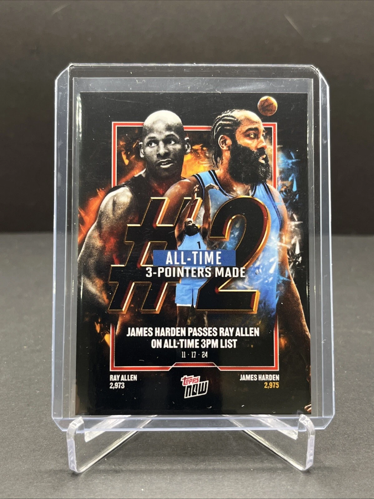 James Harden Passes Ray Allen 3 Pt 2024-25 Topps NOW Basketball Card 8 D