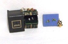 Avon 2 Sets of Christmas Earrings one In Ornament Git Box and 1 Christmas Pin