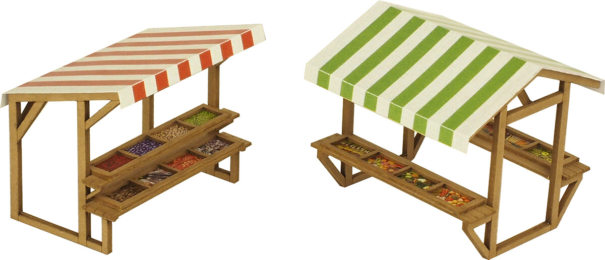 Metcalfe PO530 OO Gauge Market Stalls Card Kit