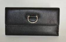 NWT BURBERRY HIGHBURY PEBBLED LEATHER D - RING WALLET MADE IN ITALY