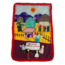 Peruvian Arpillera Embroidered Applique 3D Te...