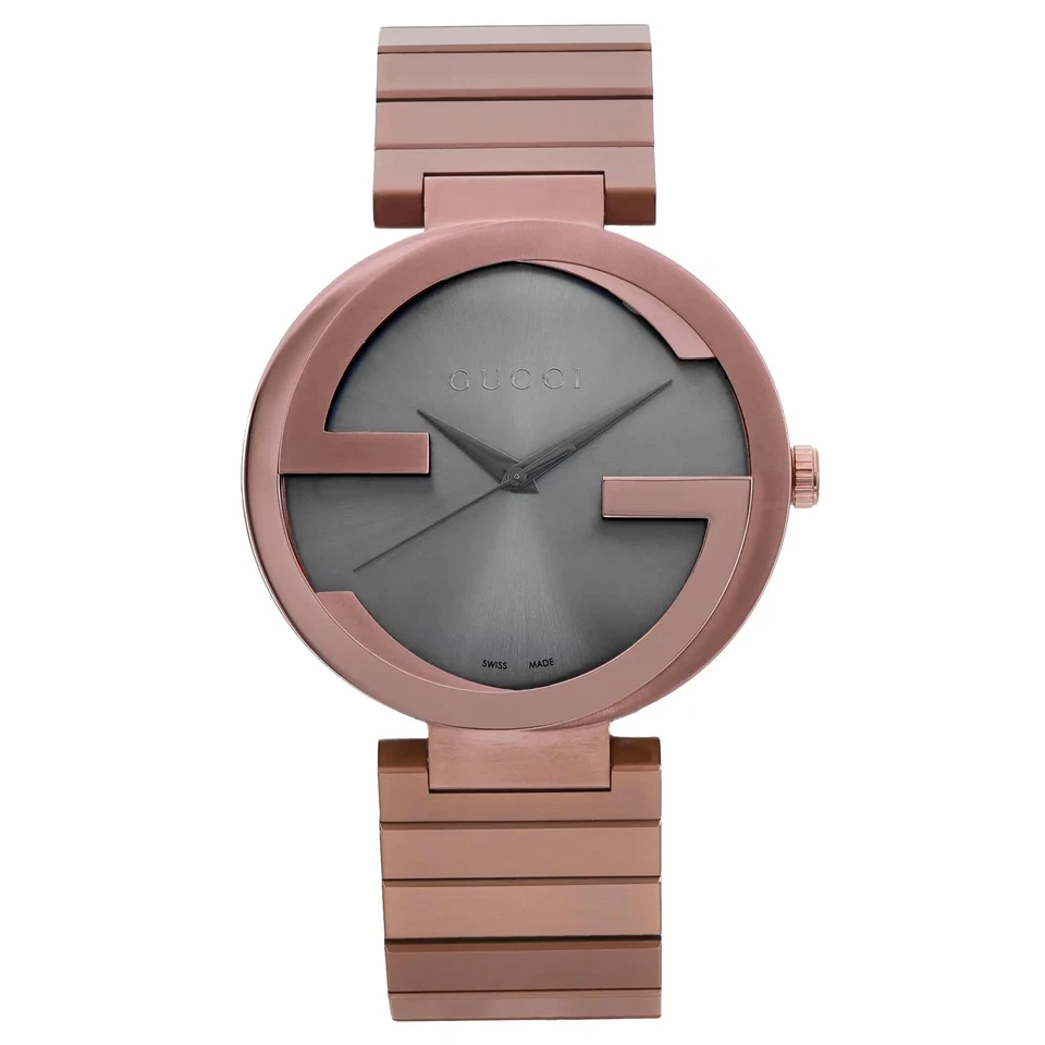 Gucci Interlocking XL PVD 42mm Steel Brown Dial Men Quartz Watch YA133211