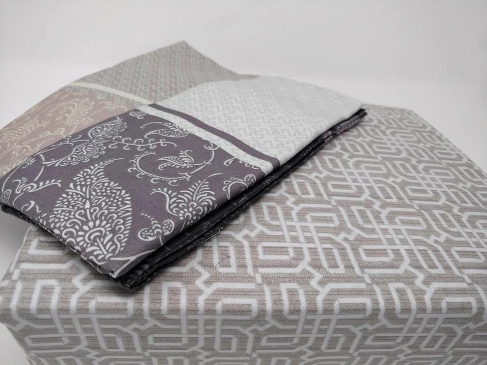 Juego de sábanas planas y fundas de almohada DaDa ropa de cama jacquard gris floral cachemira (FS8222) Foto 3 de 4