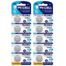 3V CR2025 Batteries Lithium Button Coin Cell 2025 Battery for Key FOBs 10 Count