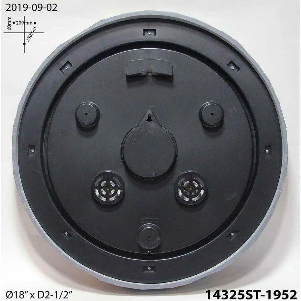 Round Wall Clock Faux Stone-Look Plastic Frame Glass Lens Hygrometer Thermometer - Image 4 of 4