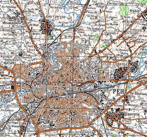 Russian Soviet Military Topographic Map - RENNES (France), 1:100 000, REPRINT - Picture 2 of 4