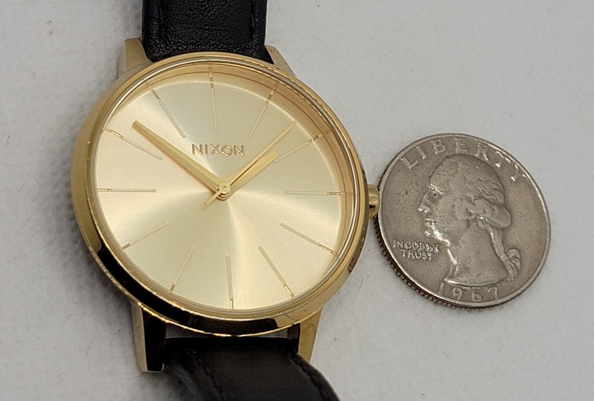 Nixon Movin’ Out The Kensington Gold Watch Case Black Leather Strap Nixon The Kensington Watch - Movin main image 3