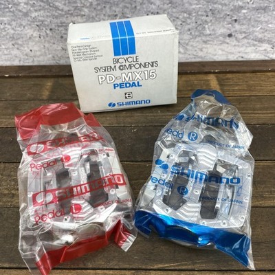 Vintage Shimano PD-MX15 Pedals CHROME Silver 9/16 BMX MTB NOS New