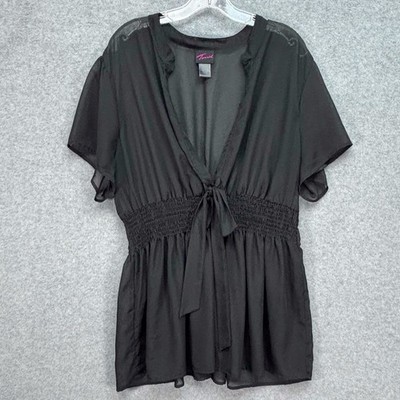 Torrid Sheer Babydoll Top Sz 3 (22/24) Black Whimsigoth Vamp Ethereal Dark Fairy