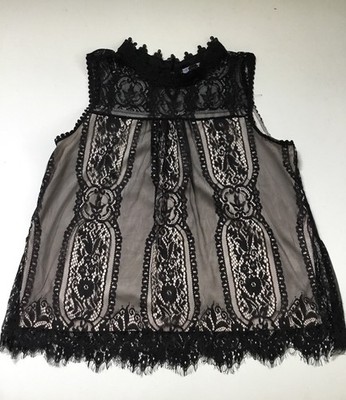 Notations Sleeveless Lace Lined Top Sheer Whimsigoth Sz 1X