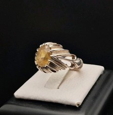 Handcrafted Yellow Sapphire Silver Ring For M...