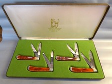 EX++  PARKER FROST 4 KNIFE SET FAMOUS INDIANS OF THE WEST SERIES 1 NEVER SHARPEN