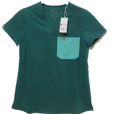 NWT Sz XXS Figs Scrub Top Women s Catarina Contrast One Pocket Green