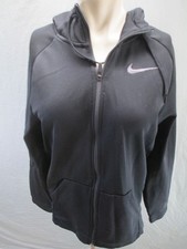 Nike Size S Mens Black Hooded Pockets Full Zip Activewear Sport Logo Jacket 883