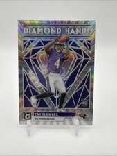 Zay Flowers RC DIAMOND HANDS Rookie Card 2023 Panini Optic SILVER Prizm. rookie card picture