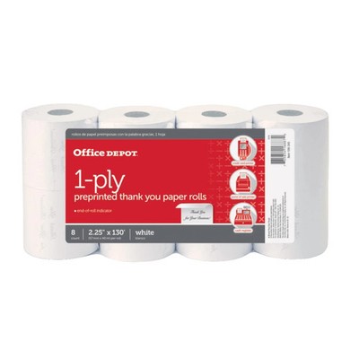 Office Depot Brand Preprinted Thank You Paper Rolls - White  (Pack of 8)