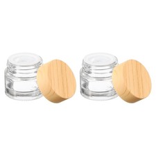 2 Pcs Empty Cosmetic Containers 10g/0.35oz Glass Jar with Leakproof Lids, Clear