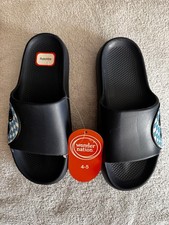 Wonder Nation Black Blue White Geometric Slide Sandals Unisex Kids Size 4-5