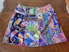 RLX Ralph Lauren Performance Golf Skort Girls 7 Small Pockets Paisley Patch EUC
