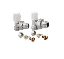 kit per termosifoni valvola e detentore a squadro ICMA con adattatori