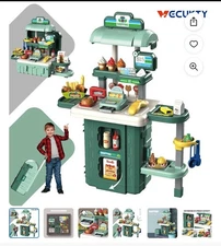 Vecukty 3 In 1 Mobile/ Portable Play Supermarket Set for Kids, Realistic, 59 PC