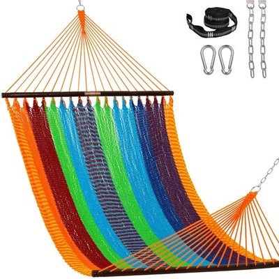 13 FT Extra Large 2+ Person Caribbean Rope Hammock, Hand Woven Polyester XL H...