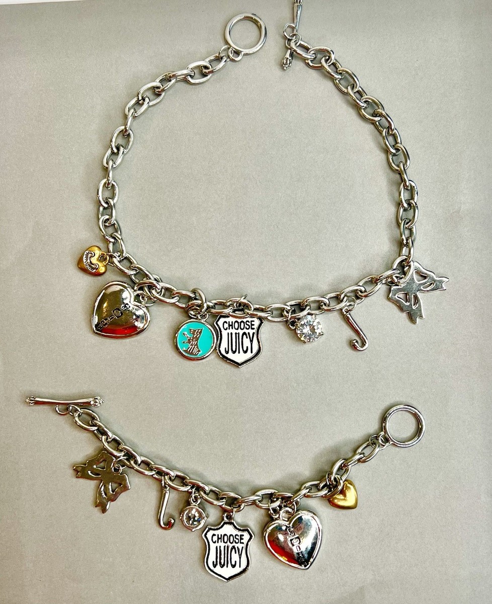 Juicy Couture Y2K Charm Bracelet & Necklace Set Choose Juicy CZ