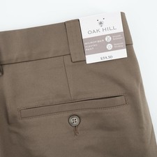 NEW Oak Hill Pants Mens 48x30 Taupe Dress Microfiber Pleated Wrinkle Resistant