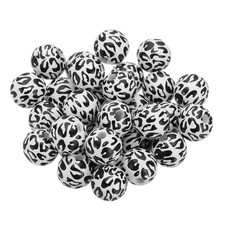 30PCS Wooden Beads, 16mm Leopard Print Wood Beads Loose Spacer Beads, Black