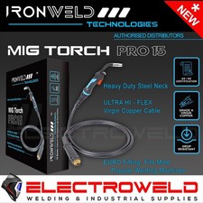 Ironweld Mb15 Pro Mig Welding Torch 3456m Euro Connection 180a Gun Sb15 M15