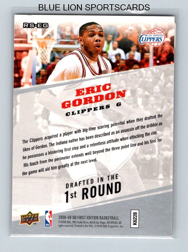 2008-09 Upper Deck First Edition Rookie Standouts #RSEG Eric Gordon - Image 2 of 2