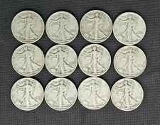 Lot Of 12 Walking Liberty Half Dollars