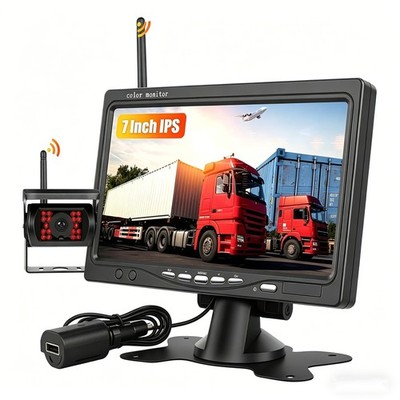 For RV Truck Trailer 7'' Digital Wireless Backup Camera System 1080P BSD Monitor