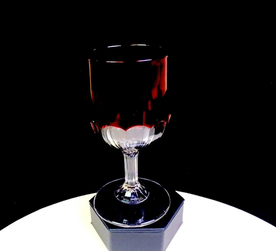 EAPG US Glass Miotin Colonial Ruby Stain Antique 6" Souvenir Goblet 1900-1915 - Image 4 of 4