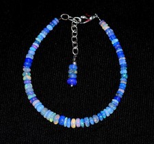 Natural Ethiopian Wello Fire Opal Gemstone Fire Beads 7.5"Bracelet N0436