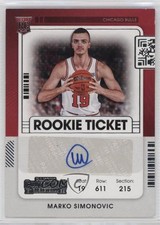 2021-22 Panini Contenders Rookie Ticket Marko Simonovic #157 Auto 6o3