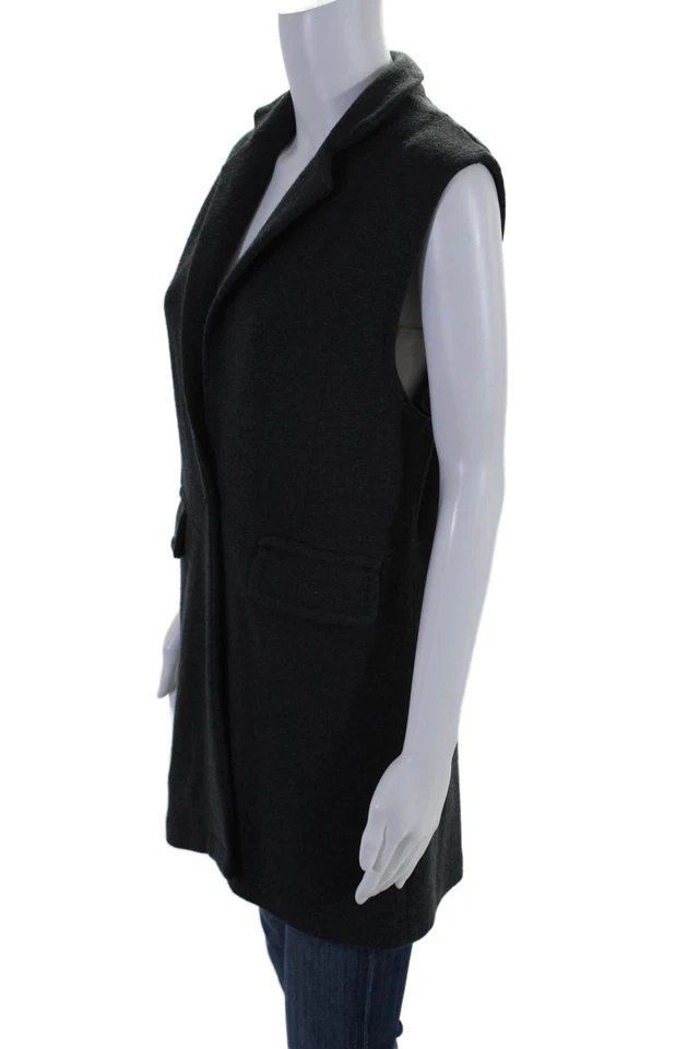 Abrigo suéter sin mangas con cierre de botones gris lana talla mediana 525 America para mujer Foto 2 de 4