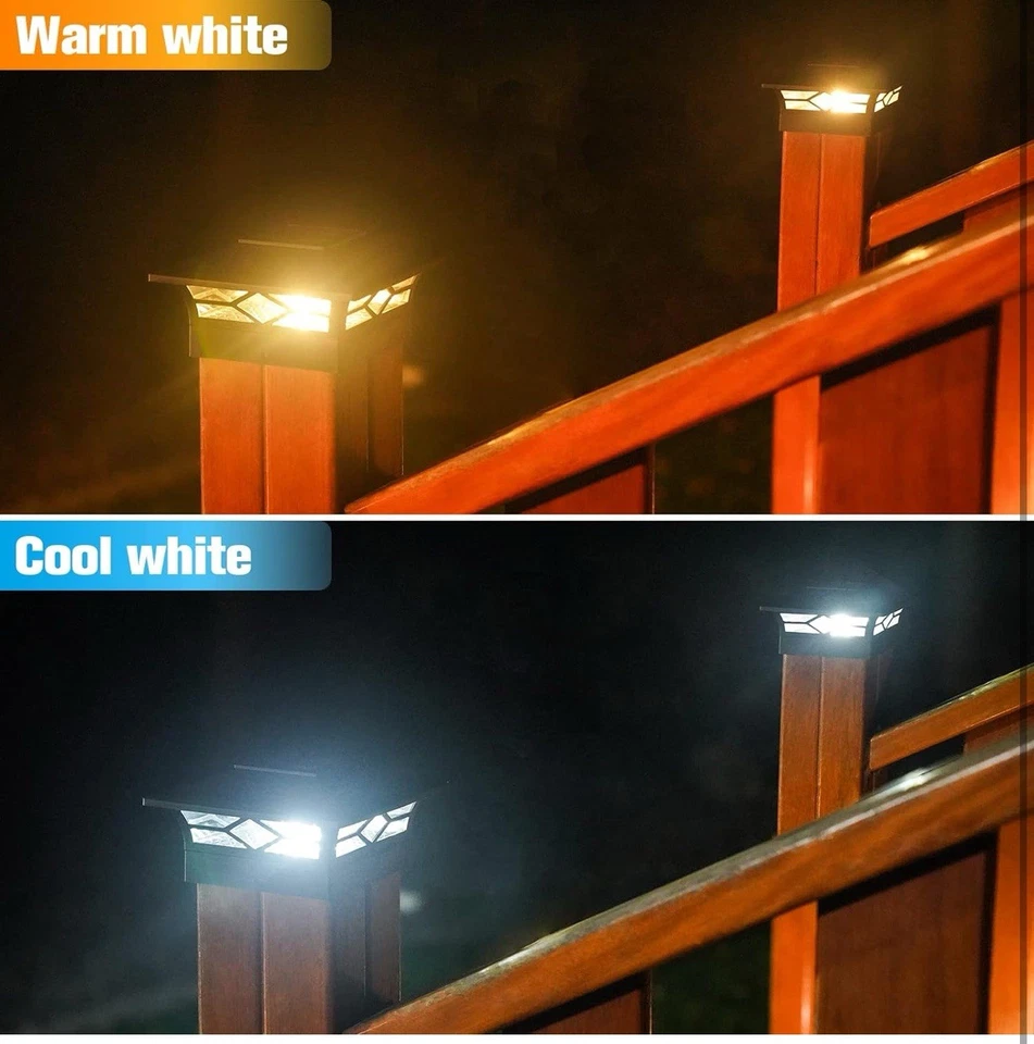  Luces de tapa de poste solar 4x4 - Luces solares de poste de cerca, paquete de 6 IP65 negro Foto 3 de 4