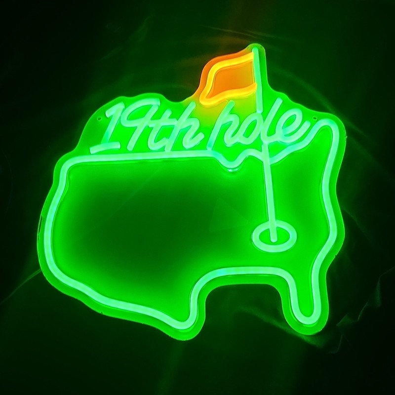 19th Hole Golf Neon Sign - Dimmable LED Wall Decor for Man Cave and Parties