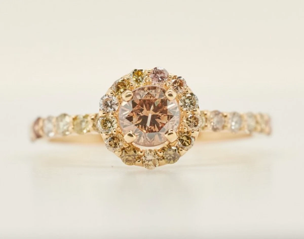 Bague De Fiançailles Or Jaune Massif 14 Carats - 3 Diamants Poire (3,20 Ct) - Faite Main En Inde