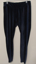 Cuddl Duds Velour Ribbed Double Plush Leggings Womens 1X Navy Soft Cozy Leisure