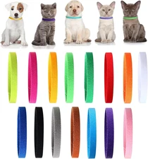 Adjustable 15-Piece Puppy Collar Set in Assorted Colors for Newborn Pets