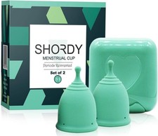 Menstrual Cup, Set of 2 with Mini BOX, Period Cup Made with Grade Silicone, Hygi