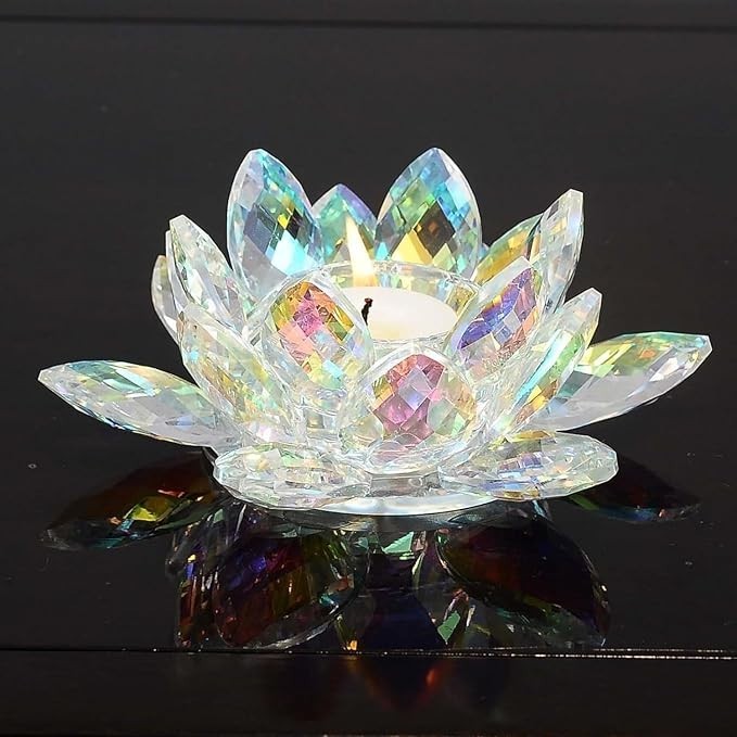 Lotus shaped candle holder, Crystal Candle Holder, Holds 1.5