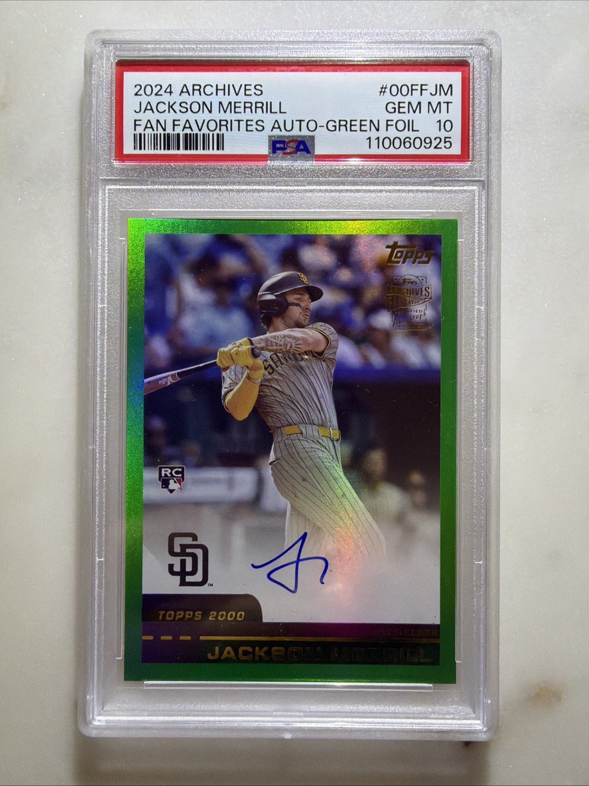 2024 Topps Archives 2000 Fan Favorites Autographs RC Jackson Merrill /99 PSA 10!