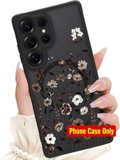 Case Made for Samsung Galaxy S25 Ultra Case Black Wildfloral Design, Anti-scratc